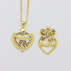 Pendentif de charme MAMA en zircon coloré de haute qualité HD354, or 18 carats, cadeau de fête des mères, cadeau d'anniversaire, accessoire pour femmes - Product Image 2