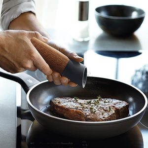 Ensemble moulin à poivre et à sel en bois et caoutchouc, réglage de la grosseur, moulin à poivre rechargeable de qualité supérieure, céramique <span class=keywords><strong>pour</strong></span> restaurant, barbecue - Product Image 3