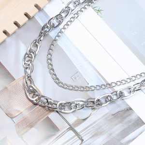 ฮิปฮอปโลหะโซ่คาดเอวโลหะผสมสังกะสีหลายชั้นสไตล์พังก์แฟชั่นลำลองโซ่คล้องตัวสีขาว K795 - Product Image 3