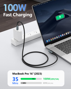 Cable de Carga Rápida Tipo-C Personalizado SUNGUY 100W 5A, Cable de Datos USB C de Aluminio Ecológico para Teléfonos y Portátiles, Éxito en Tiktok - Product Image 2