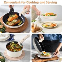 Poignée universelle amovible et détachable pour ustensiles de cuisine, résistante à la chaleur, compatible four, en plastique écologique, couleur crème