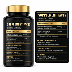 Capsules d'Ashwagandha Sunwind Premium KSM-66 de haute qualité 1000mg Aide au sommeil pour adultes Soutien immunitaire Énergie 60 capsules - Product Image 6
