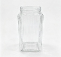 Bocaux en verre côtelés carrés en gros, récipients en verre vides à large ouverture et filetage pour le stockage alimentaire et la fabrication de bougies parfumées