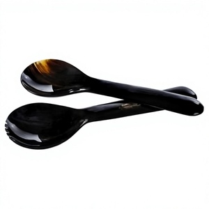 Cuillère à soupe et à café en corne de buffle, design classique, la plus vendue, manche long, durable, poli miroir, couverts naturels pour usage quotidien - Product Image 1