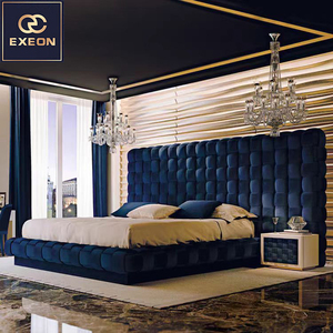 <span class=keywords><strong>Lit</strong></span> Double Moderne et Luxueux Exeon Premium, Cadre Rembourré <span class=keywords><strong>en</strong></span> Velours Italien Fantaisie, Ensemble <span class=keywords><strong>de</strong></span> Chambre à Coucher <span class=keywords><strong>Lit</strong></span> King Size - Product Image 1