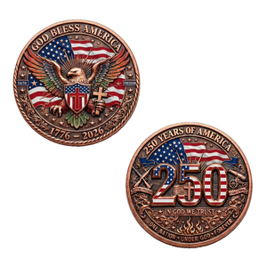 Moneda Conmemorativa de Cobre Puro .999 de 1 oz, 250.º Aniversario de EE. UU., 'Dios Bendiga a América' |   Cruz de Águila Calva 1776-2026, Estilo Antiguo Moderno - Product Image 6