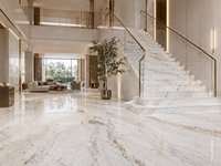 Dalles de marbre Bianco Oro pour îlots de cuisine, plans de travail de salle de bain, comptoirs de bar, escaliers, panneaux à motifs, dessus de table, carreaux de sol
