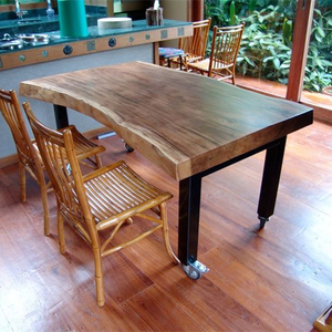 Cuisine moderne industrielle de luxe bon marché de haute qualité Offre Spéciale à manger de forme naturelle plateau de table solide <span class=keywords><strong>dalle</strong></span> de <span class=keywords><strong>bois</strong></span> - Product Image 4