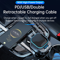 4 en 1 Type c Chargeur rétractable pour téléphone de voiture 96W PD BT 5.3 fm transmetteur chargeur de voiture lecteur MP3 mains libres autoradio chargeur rapide
