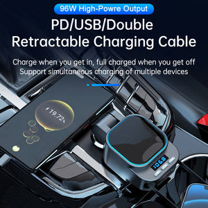 Cargador de teléfono de coche retráctil 4 en 1 Tipo <span class=keywords><strong>C</strong></span> 96W PD BT 5,3 transmisor FM cargador de coche REPRODUCTOR DE MP3 manos libres Radio de coche cargador rápido - Product Image 2
