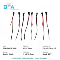 Kabel Timah 2Pin Pitch 1.25mm dengan Isolasi PVC 65mm 28AWG untuk Catu Daya Internal Elektronik Konsumen