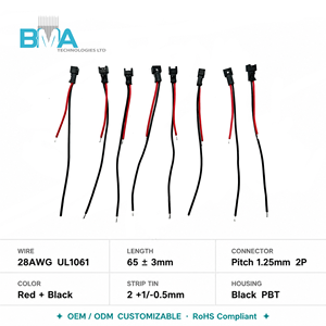 1.25mm 间距 <span class=keywords><strong>2</strong></span> 针接线盒至带锡线端子线，65mm PVC 绝缘 28AWG，用于消费电子设备内部电源 - Product Image 4