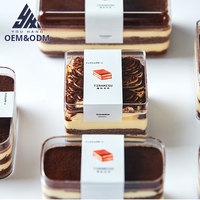 Gobelet en plastique écologique de qualité alimentaire avec couvercle, transparent, pour tiramisu, boîte à pâtisserie, boîte à gâteau, emballage pour tiramisu, vente en gros