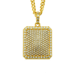 Collar de hip-hop llamativo, collar con colgante de diamantes de imitación, diseño elaborado lleno de diamantes - Product Image 1