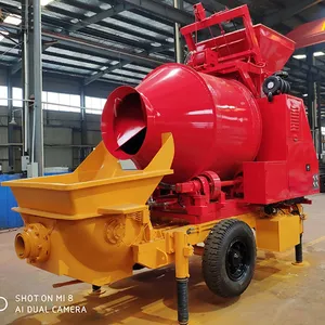 Mine diesel engine small portable trailer all in one concrete beton plus delivery pump with mixer