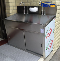 Évier chirurgical Ginee Medical Hospital en acier inoxydable 304 avec capteur mains libres / commande au genou pour lavage des mains