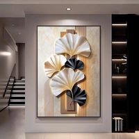 Décoration Murale Haut de Gamme Feuille de Ginkgo Dorée, Art Mural Lisse et Brillant, Impression HD sur Porcelaine Cristalline, Peinture Décorative pour la Maison (Vente en Gros)