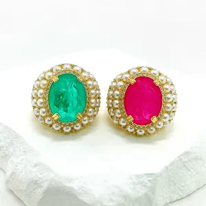 Wholesale New Arrival Synthetic Red Green Gemstone Jewelry Adjustable Ring Ruby Stone Rings For Women And Men