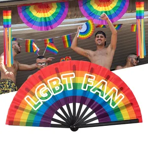 6 colores Pride Accesorios Rainbow Plastic Fan 23 Cm Ventilador de mano para Lgbt Pride Month Party