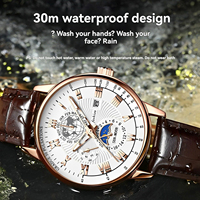 Montre de luxe pour homme, bracelet en cuir, étanche, mouvement à quartz, luminescente, sport, date, boîtier en alliage de 45 mm, cadran en verre