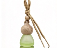 Nouveau design – Diffuseur de voiture suspendu en verre dépoli de 8 ml avec bouchon en bois pour huiles essentielles et parfums
