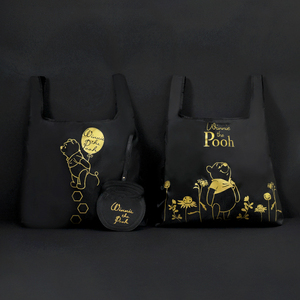 Sac fourre-tout décontracté réutilisable estampillé en feuille d'or avec ours mignon Sac à provisions compact ouvert écologique avec mini pochette de rangement - Product Image 5