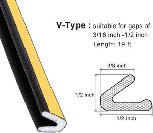 Bande d'isolation en forme de V imperméable pour grand écartement de porte, joint d'étanchéité pour porte de <span class=keywords><strong>garage</strong></span>, porte en bois, fenêtre - Product Image 5