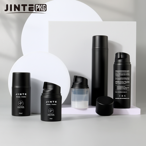 Vente en gros de bouteilles de pompe airless rondes noires mates de luxe 30ml 50ml 100ml 150ml emballage de lotion cosmétique PP avec bouchons - Product Image 4