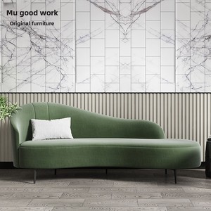 Chaise Longue Letto Singolo per Camera da Letto, Divano Compatto per Soggiorno, Poltrona Singola in Stile Nordico Minimalista Moderno di Lusso Leggero con Pouf Laterale - Product Image 1