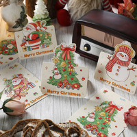 Kartu Ucapan Natal Multi-Pola dengan Gambar Santa, Manusia Salju, dan Pohon Natal, Kartu Kertas untuk Perayaan Liburan