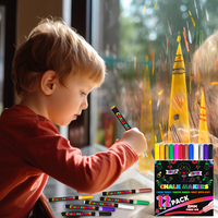 KHY Vente chaude Marqueurs de tableau LED personnalisés non toxiques, stylo à encre liquide soluble dans l'eau, 12 couleurs, pointe plate de 3 mm, effaçable, encre blanche, craie liquide
