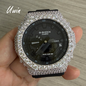 Boîtier de montre UWIN entièrement pavé de pierres, compatible GA2100, avec lunette octogonale personnalisée en moissanite, style Hip Hop Bling, accessoire de modification de montre - Product Image 6