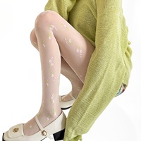 Collants ultra-fins en nylon floqué à fleurs, style japonais, blanc laiteux, pour femme, collection Printemps/Été
