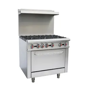 Equipo de restaurante comercial Cocina de gas de 6 quemadores con horno