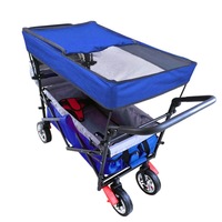 Chariot de poussette pliable à quatre roues, 2 places, avec auvent, multi-usage, pour le camping, le shopping et les promenades des enfants