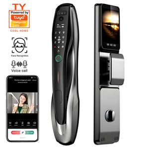 <span class=keywords><strong>Serrure</strong></span> de porte intelligente numérique TUYA Serrures intelligentes à distance pour porte d'entrée Wifi Face 3D <span class=keywords><strong>Serrure</strong></span> de porte intelligente numérique avec caméra et empreinte digitale - Product Image 1