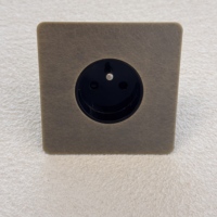 Prise murale française double pôle 16A 86 250V rétro avec installation murale, lumière USB, cadre en acier inoxydable bronze vert, norme britannique