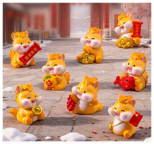 <span class=keywords><strong>Figurine</strong></span> de cheval en résine de dessin animé du zodiaque chinois du Nouvel An chinois 3D 2026 porte-bonheur doré avec souhaits Souvenir Décoration Feng Shui Jouets - Product Image 4