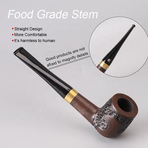 핸들 스트레이트 흑단 담배 파이프 흡연 액세서리 사용자 정의 로고 나무 건강 벨벳 가방 및 상자 나무 담배 덕아웃 1 타자 - Product Image 4