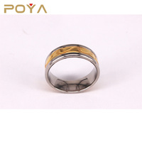 POYA Jewelry Herren 8mm New Design Blank Titan Fingerring Gold Inlay mit klassischem dekorativem Muster