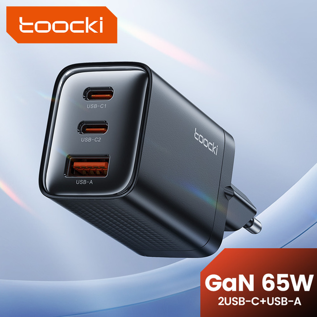 Toocki High-Performance GaN Charger 65W Max Output Charges iPhone 14 to 50% in 22 Mins Wide Protocol Support for Daily Use