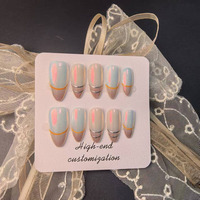 JOYPET-Ongles artificiels faits à la main, design personnalisé, à motif floral, couverture complète, ongles longs à presser pour femmes