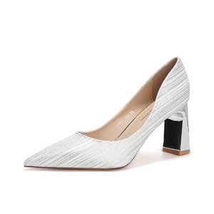 Zapatos de Novia con Punta en Pico, Tacón Cuadrado, Forro de Satén Brillante, Tacón Alto de 5cm-8cm, Estilo Slip-On, Decorados con Pedrería, Tendencia de Moda - Product Image 5