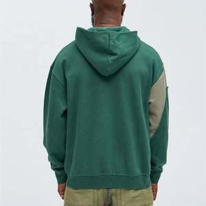 High Street Contrast Color Spliced <b>Men</b> Hoodies Oversize Splice Drop Shoulder <b>Hoodie</b> - Product Image 2