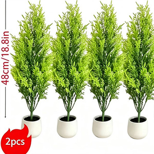 Arbre de cyprès artificiel en pot, 48 cm/18,8 pouces, décoration intérieure et extérieure, plantation de jardin et de pelouse - Product Image 1