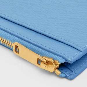<span class=keywords><strong>Portacarte</strong></span> con cerniera in pelle a grana con Logo personalizzato <span class=keywords><strong>portacarte</strong></span> da donna con cerniera piccola in pelle nera con tre slot per schede - Product Image 4
