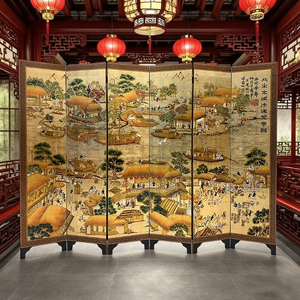 Màn ngăn trong nhà in tranh thủ công truyền thống Bản đồ thịnh vượng của Biên Liêu thời nhà Tống Bắc - Product Image 5