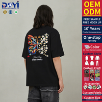 T-shirt Oversize Unisexe DUYI Brodé Papillon Coloré Floral Manches Courtes Style Peace Veneta Personnalisé OEM ODM Streetwear
