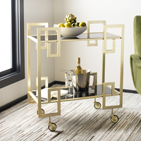 Chariot moderne de luxe à boissons en or chariot de barre de sucrerie pour la maison métal fer cuisine mobile salle à manger chaises meubles d'hôtel