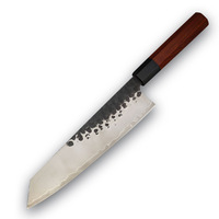 Set Pisau Dapur TPM9R Tekstur Palu, Pisau Chef Tempa Baja Komposit, Gagang Kayu, Set Pisau Masak Baja Tahan Karat Jepang